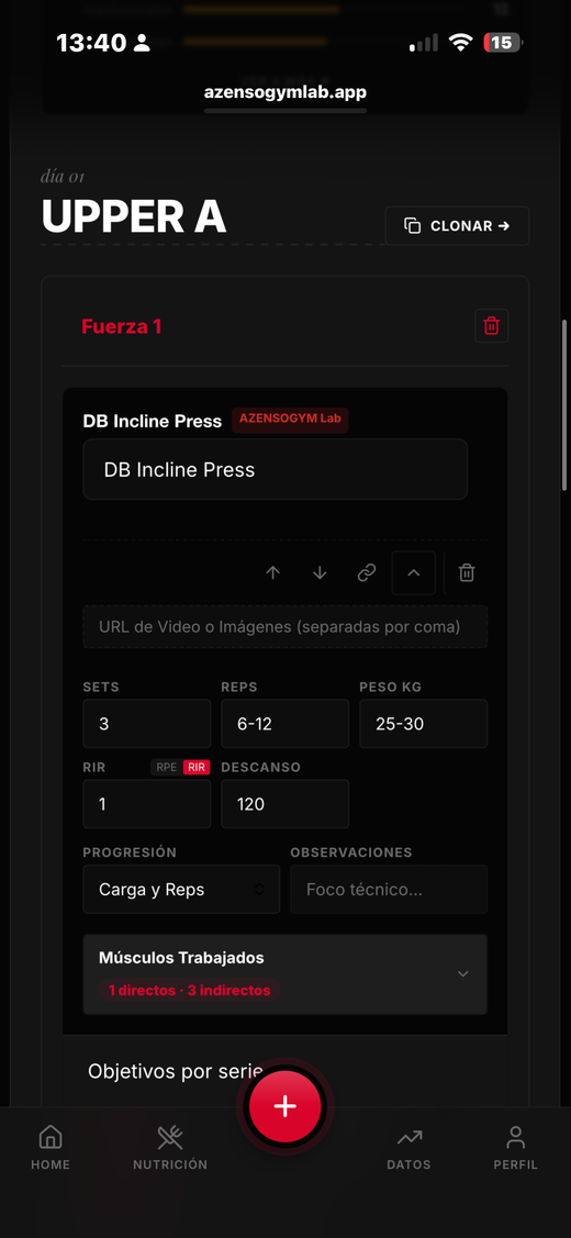 Programación de entrenamiento